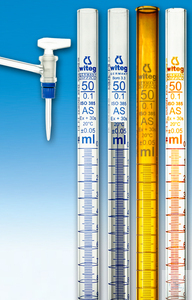 Bürette mit Glasküken braun graduiert Klasse AS mit seitlichem Hahn Kapazität: 100ml