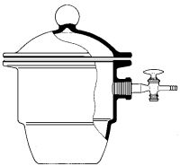 Desiccator "NOVUS" with knobbed lid and side tubulature