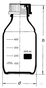 Laboratory bottle with screw cap and pouring ring